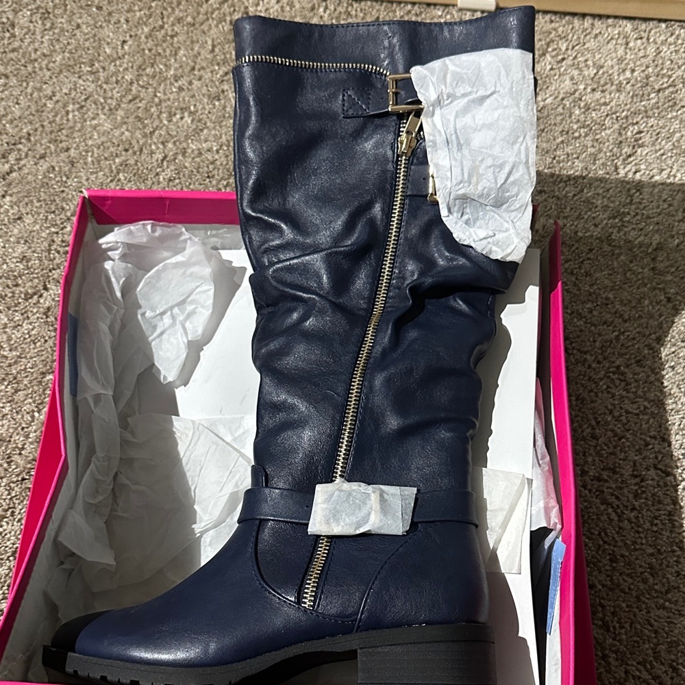Shoe Dazzle Navy Knee-High Boots-NIB